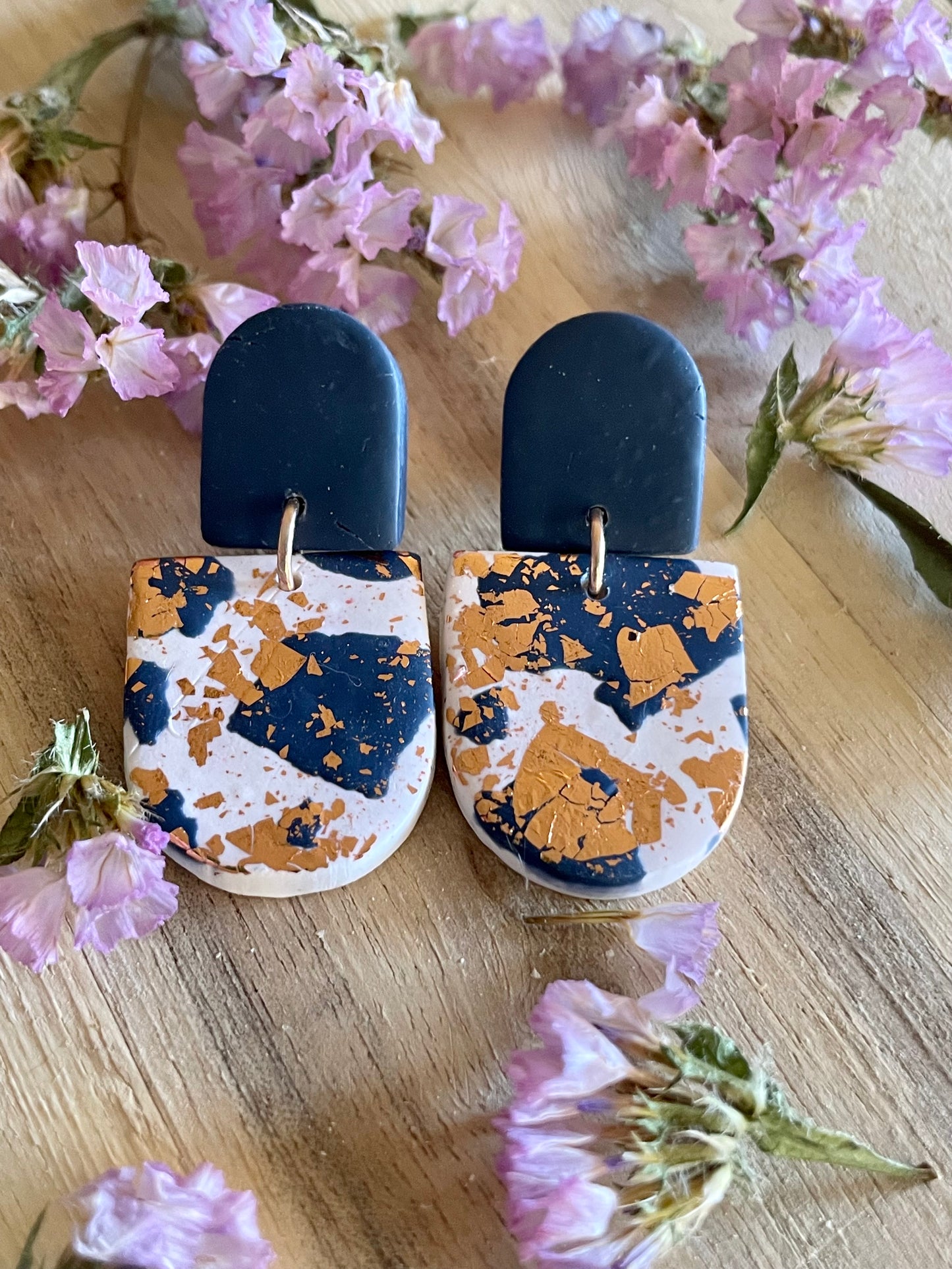Terrazzo Dangles - Navy Tops