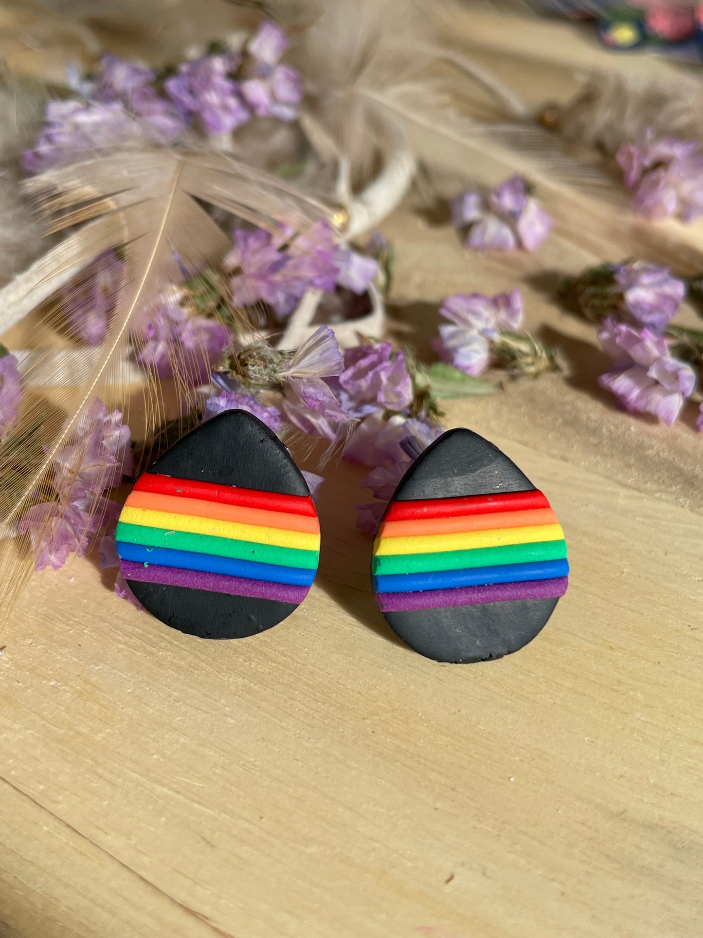 Rainbow Studs - Teardrop