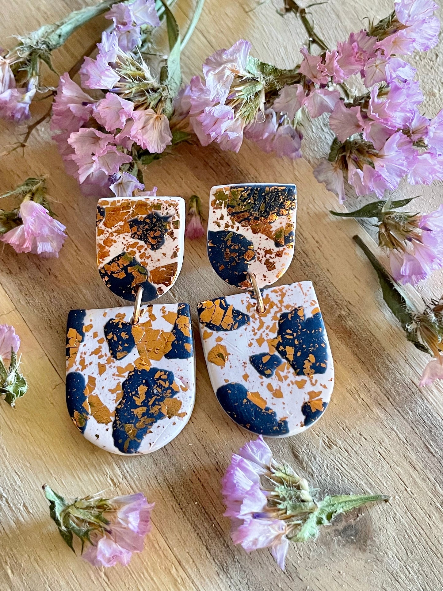 Terrazzo Dangles - Navy Rose